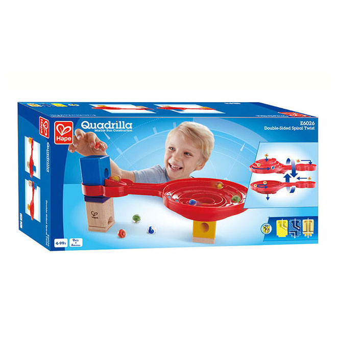 HAPE QUADRILLA a spirale a doppia faccia Knikkerbaan. 9dlg.
