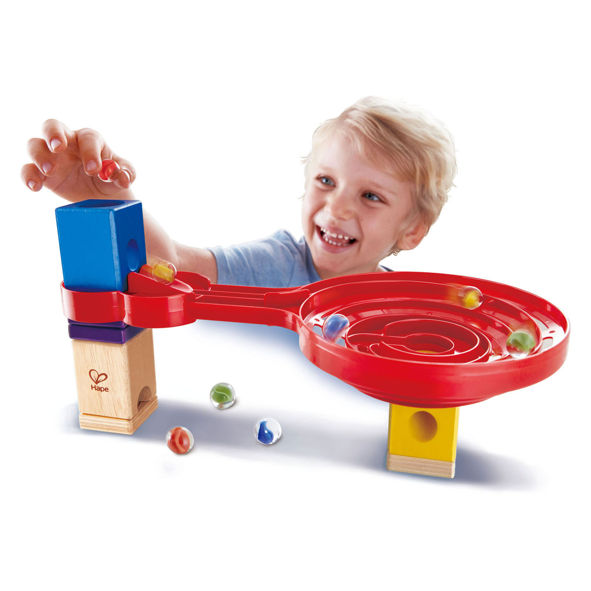 HAPE QUADRILLA a spirale a doppia faccia Knikkerbaan. 9dlg.