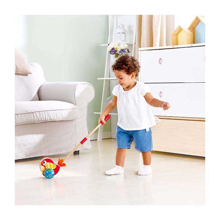 Hape lilly vogel houten duwstok met geluid