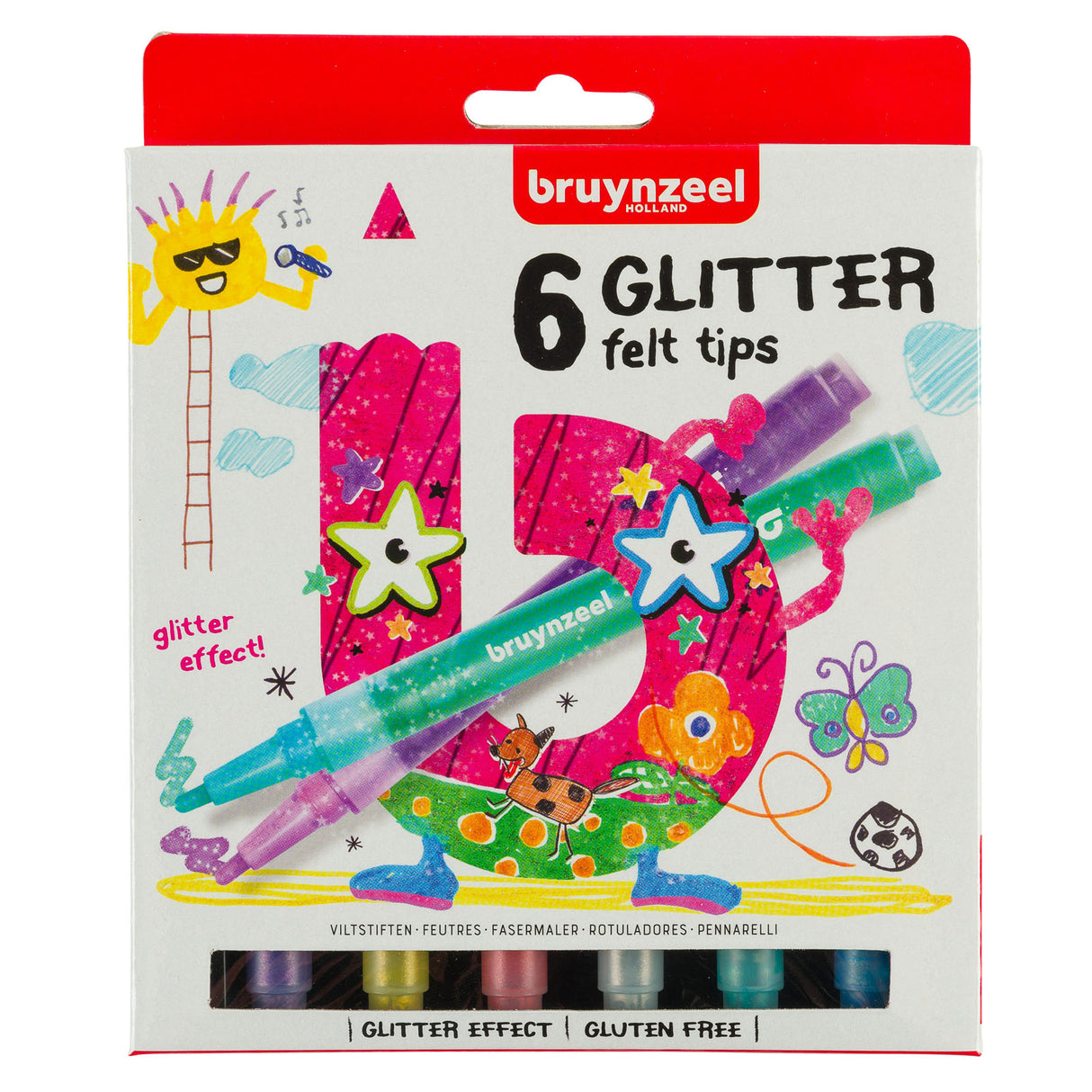 Bruynzeebe Kanner glitters gefillt -tip Pensen, 6st.