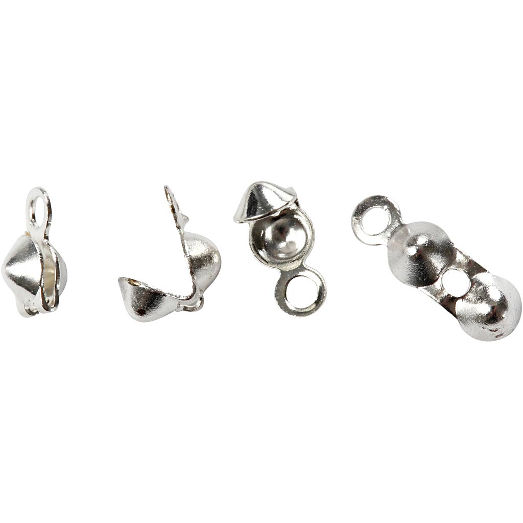 Creativ company calotte, l: 8 mm, d 3 mm, silver-plated, 100 pieces 1 box