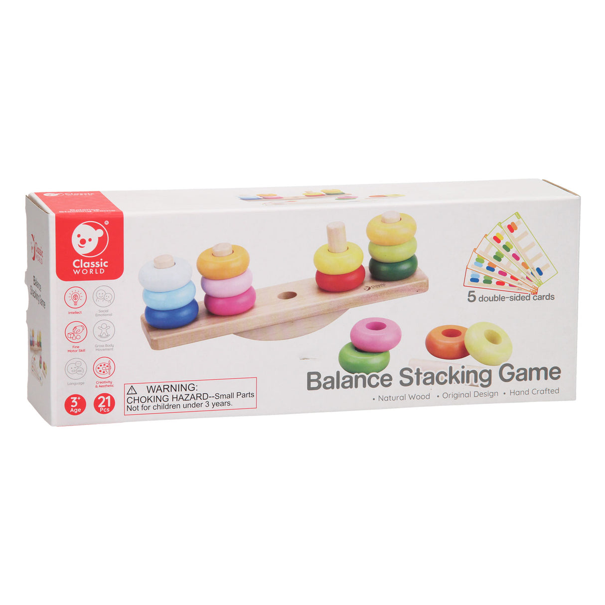 Klassisk World World World Wood Balance Stapel Game, 26dlg.