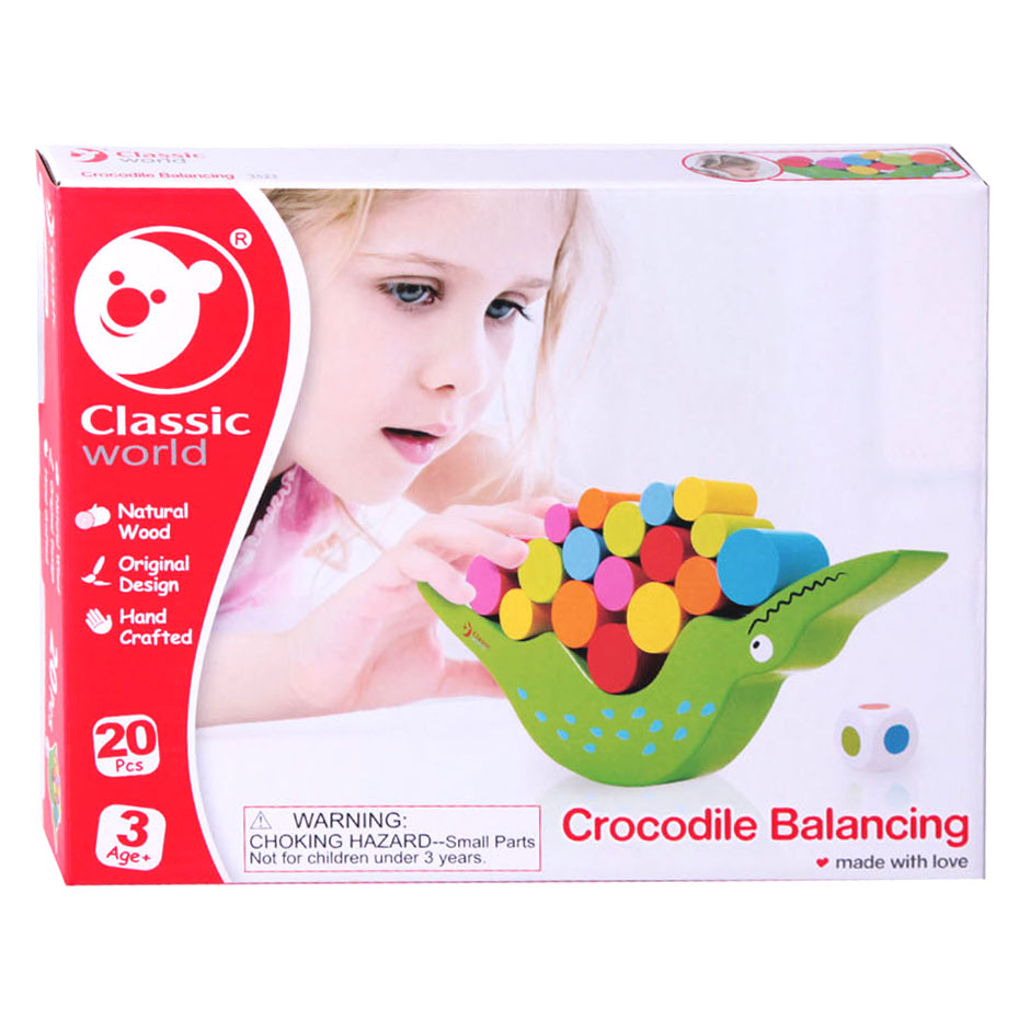 Klassisk World World Wood Balance Game Crocodile, 20dlg.