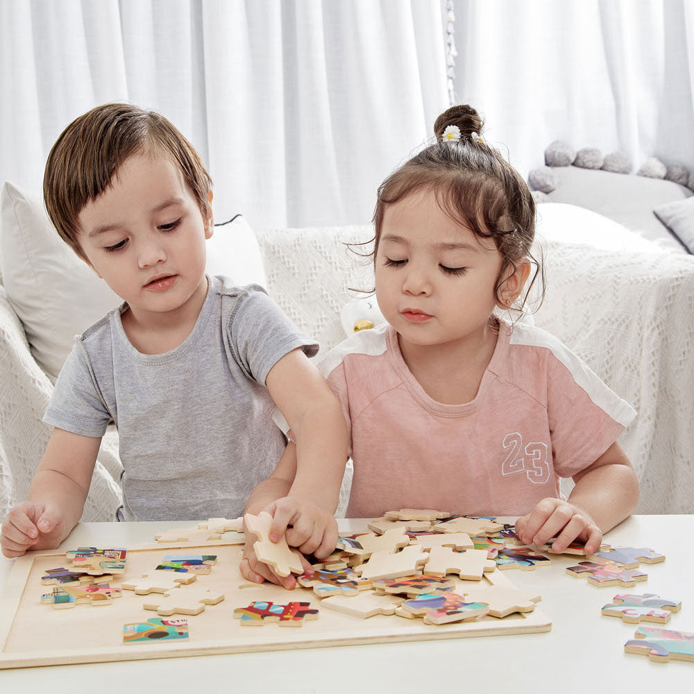 Klassisk World World World Wooden Jegin Puzzle Animals in the City, 49 ..