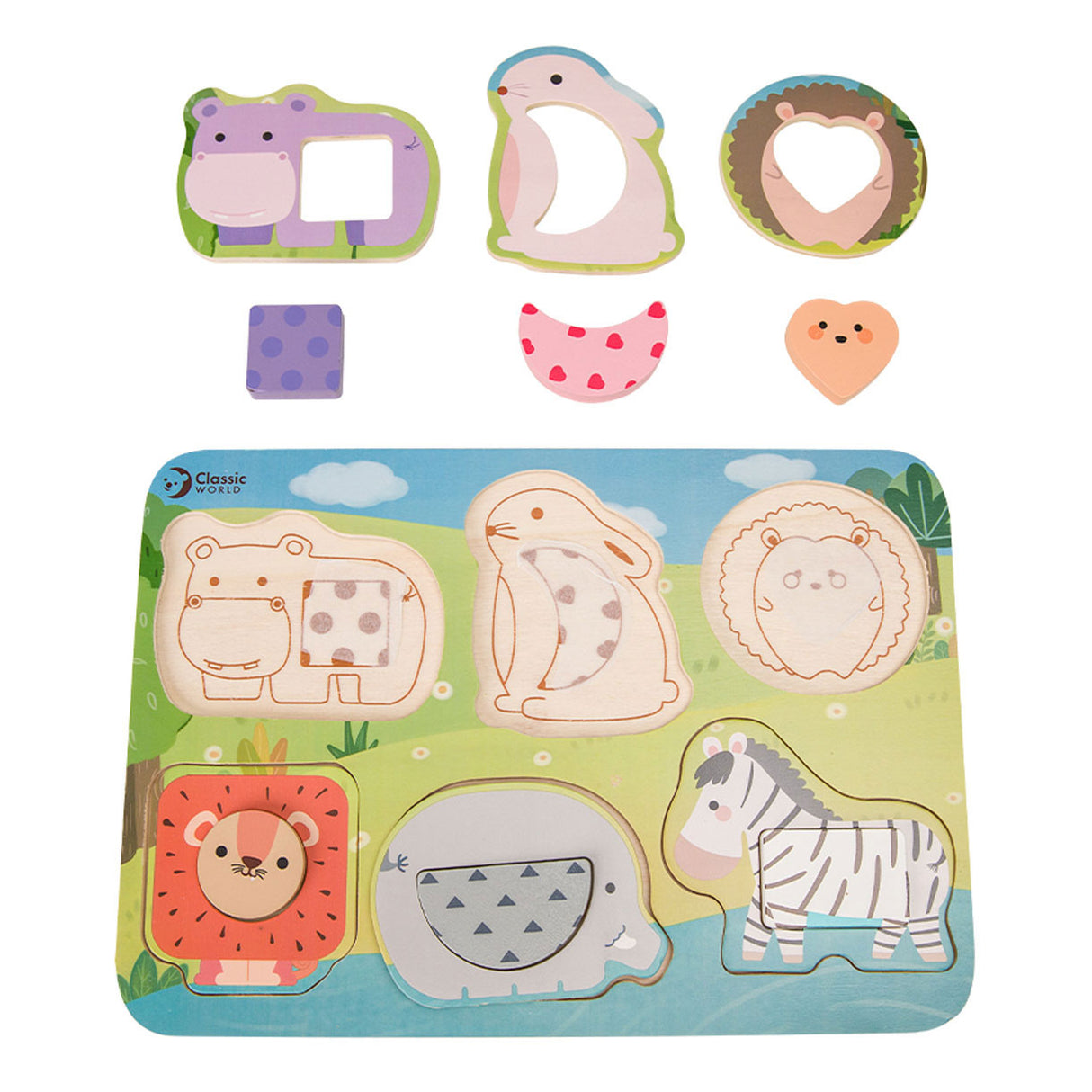 Klassische Welt der Welt Holz Puzzle Wildtiere, 13st.