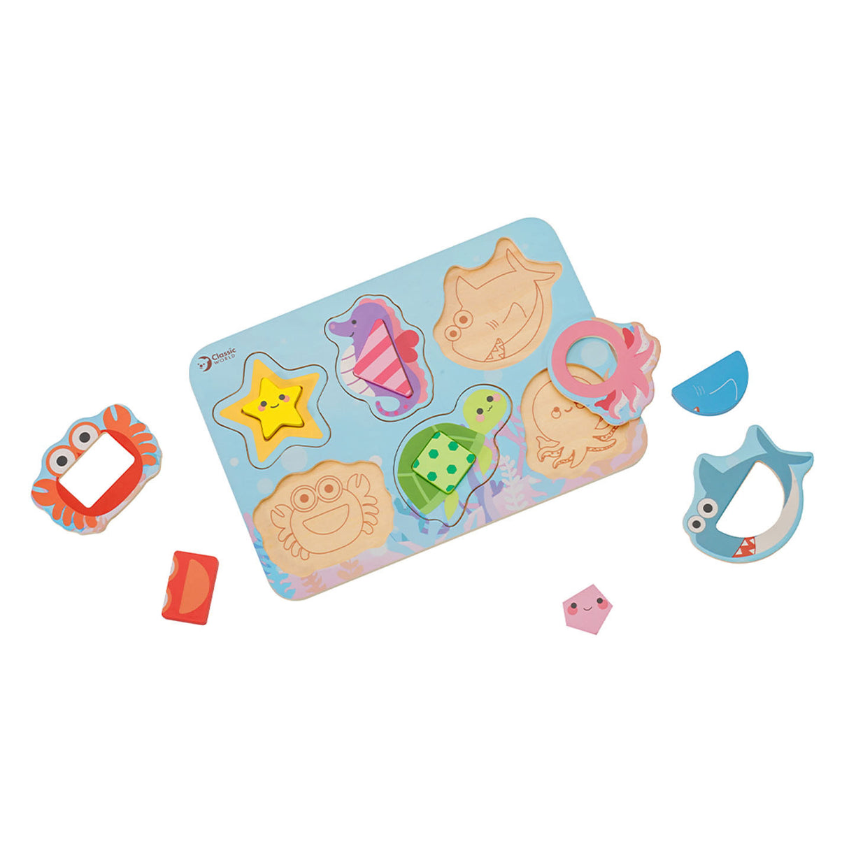 Klassisk World World Wood Puzzle Ocean Dieren, 13 ..