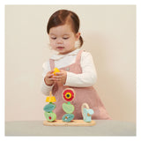 Classic World World Wooden Stack Puzzle Bloementuin, 11dlg.