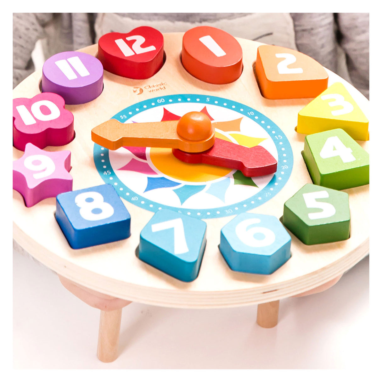 Classic World World Wood Learning Clock con forme Tic-Tac, 15dlg.