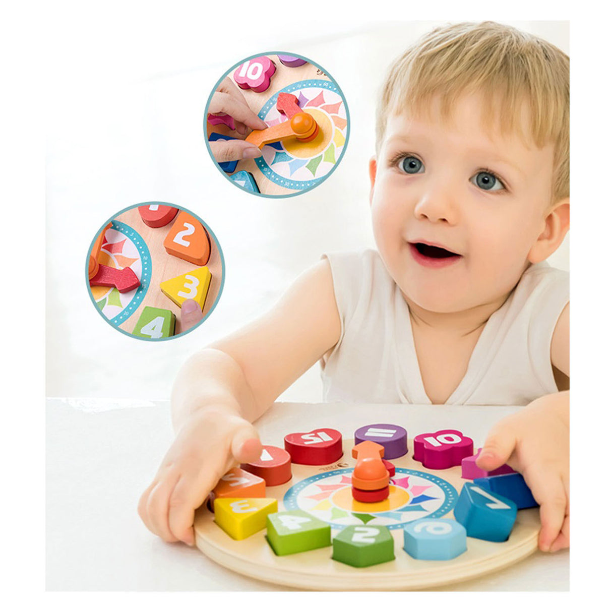 Classic World World Wood Learning Clock con forme Tic-Tac, 15dlg.