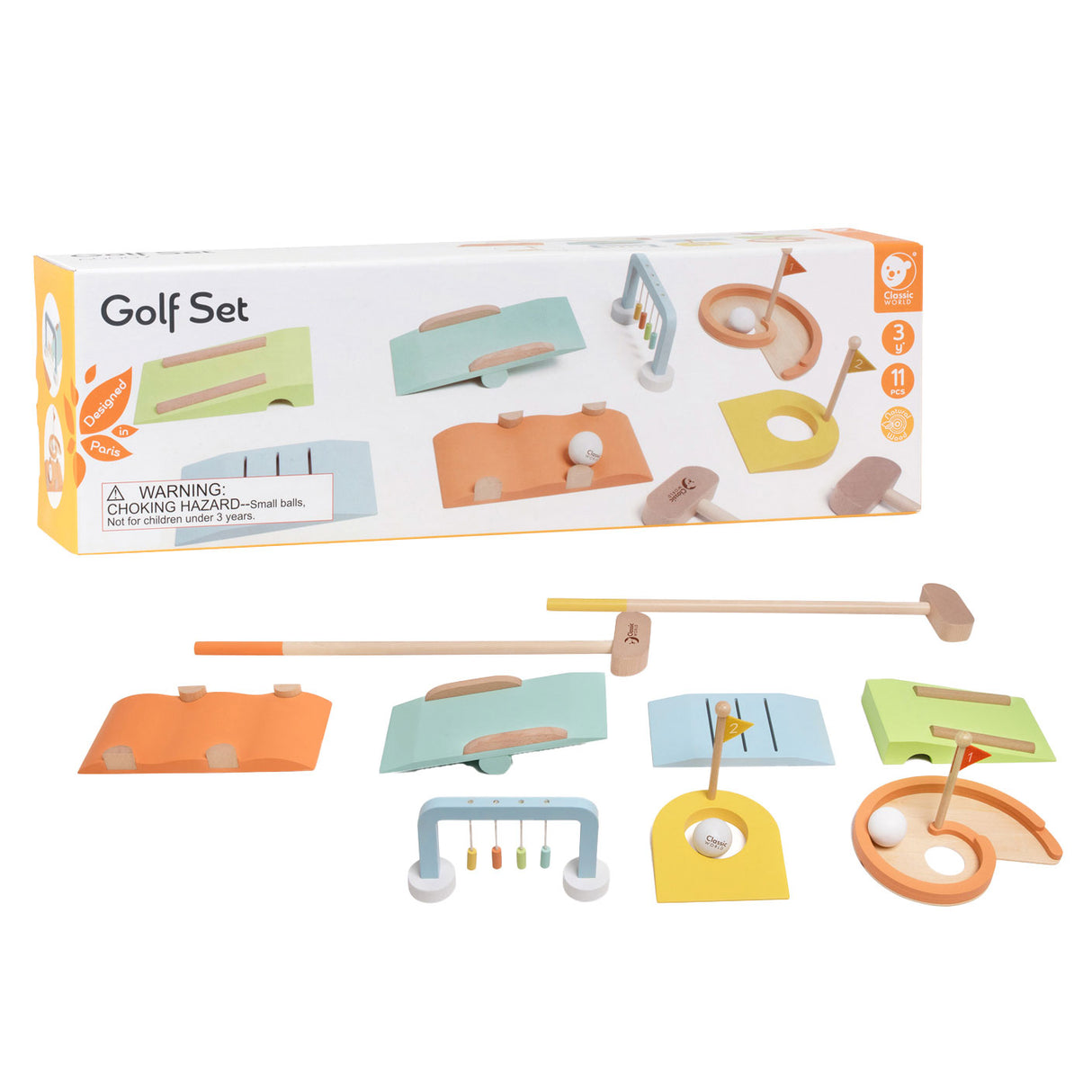 Klassesch Éischt hëlzent Golfset, 11Dlg.