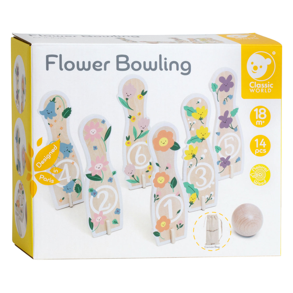 Fleurs de bowling en bois classiques du monde, 14dlg,