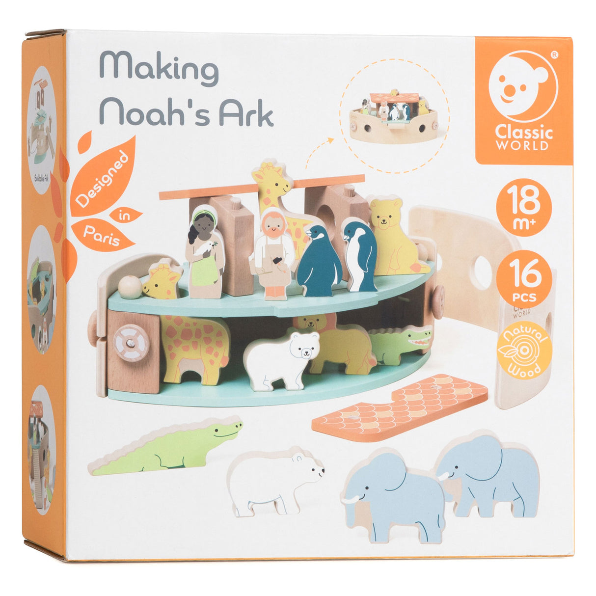 World World World World Woodn's Ark Boot Bouwset con animali, 16dlg.