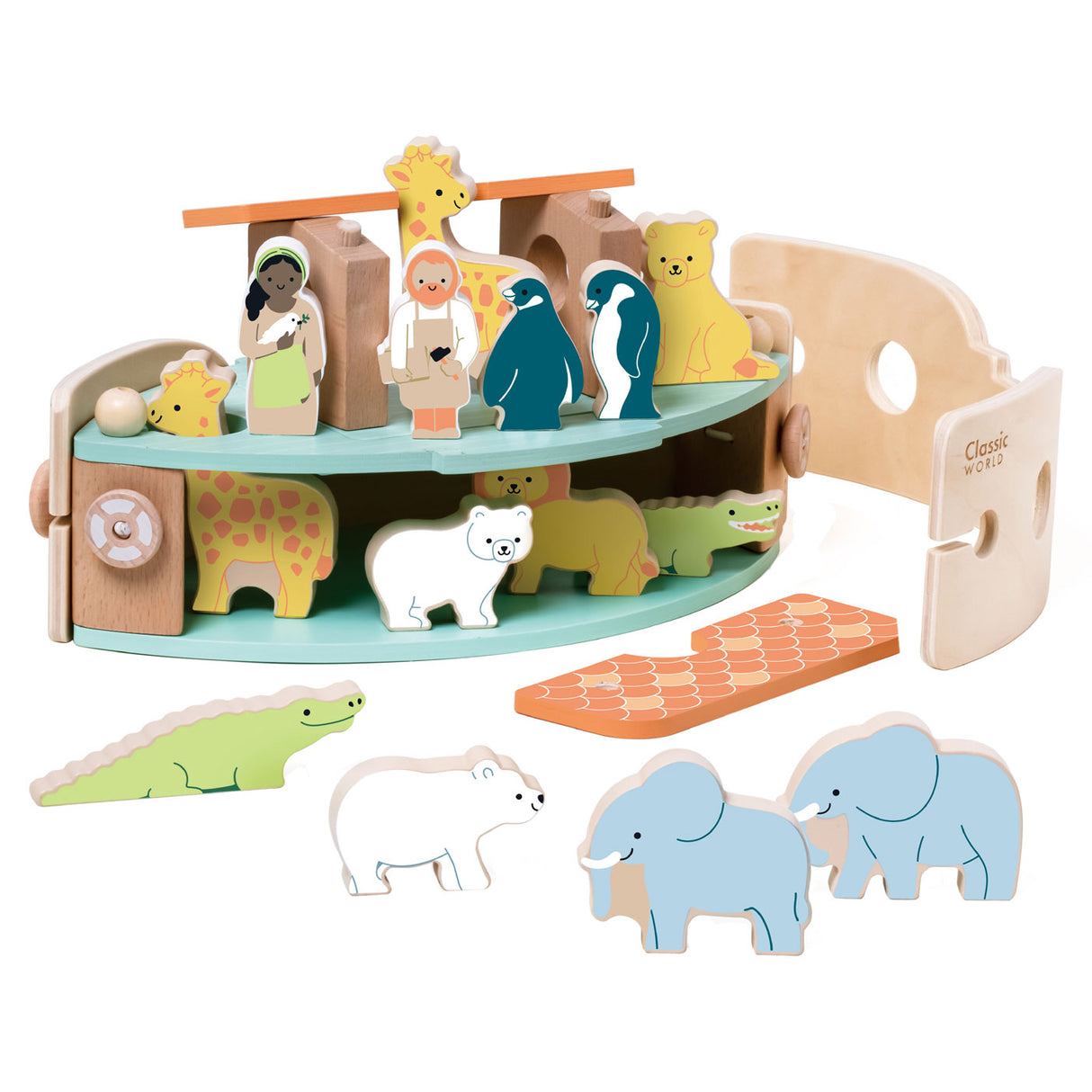 World World World World Woodn's Ark Boot Bouwset con animali, 16dlg.