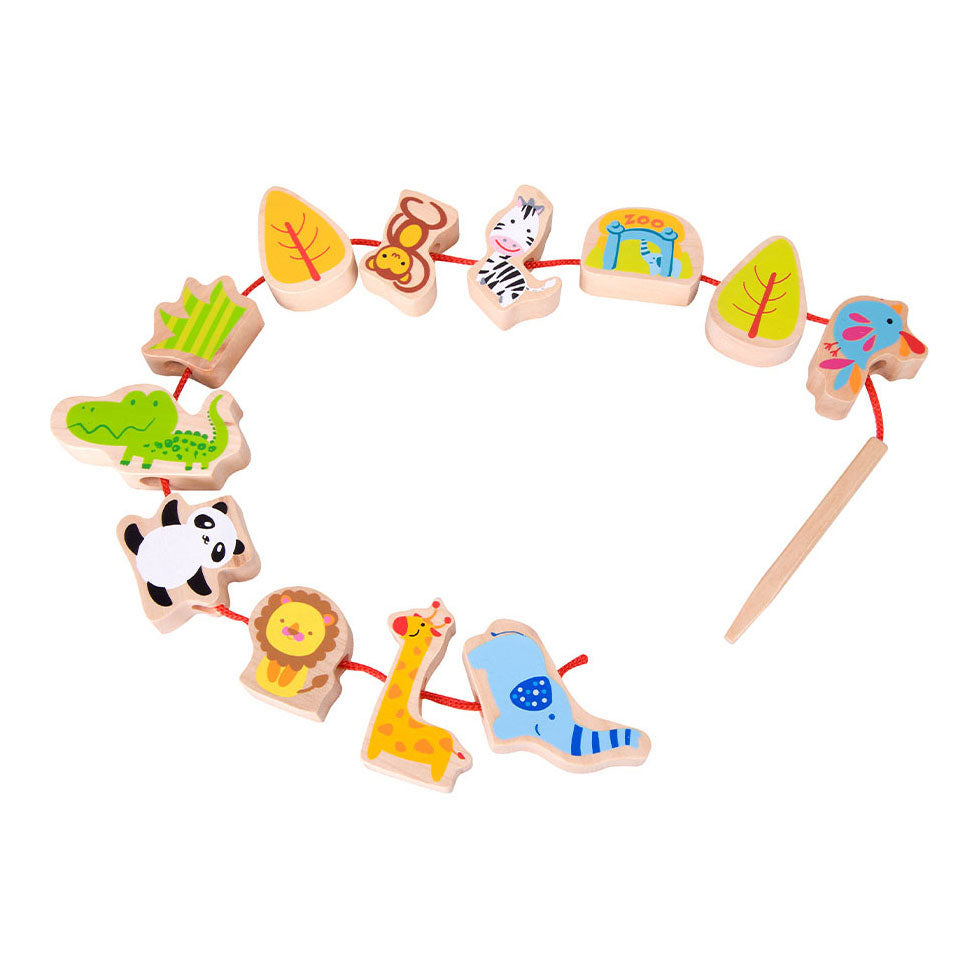 Klassisk World Wood Threading Beads Zoo, 13dlg.