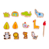 Klassisk World Wood Threading Beads Zoo, 13dlg.