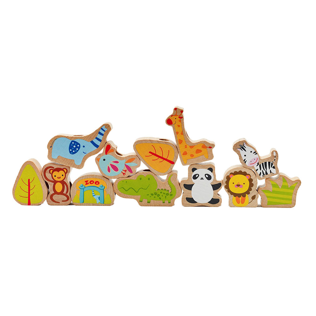 Klassisk World Wood Threading Beads Zoo, 13dlg.