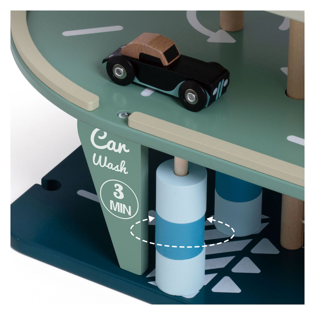 Klassesch Welt Holzwäsch Garage mat Autoen, 11DLG.