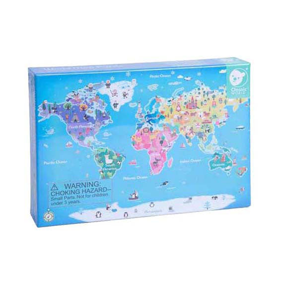Classic World Wooden jegin puzzle World Map, 48st.