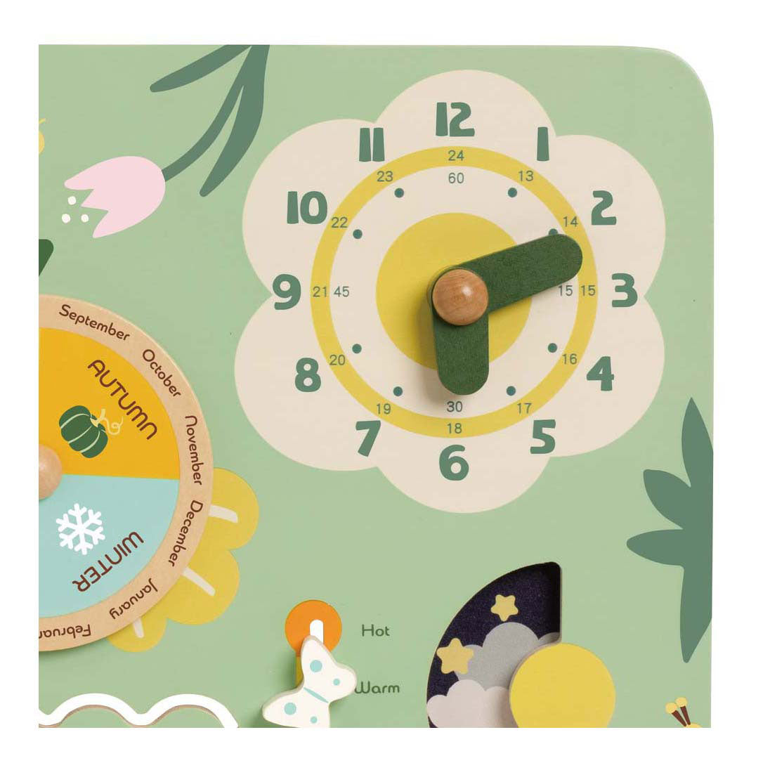 Klassisk World Wooden Vintage Calendar Learning Clock