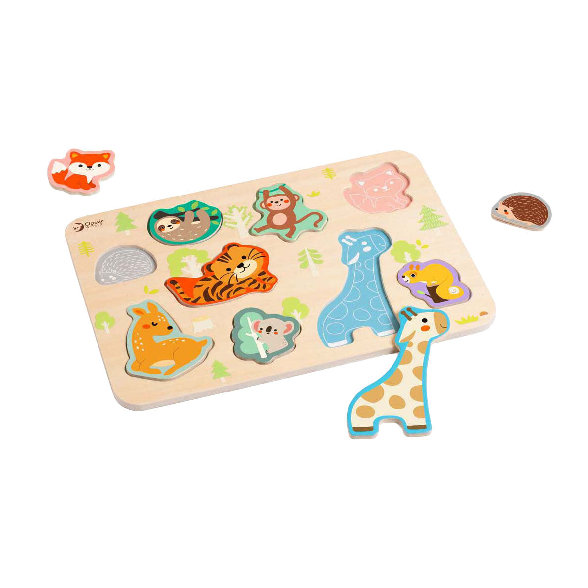 Klasszikus világ fa betétes puzzle állat puzzle, 10 db.