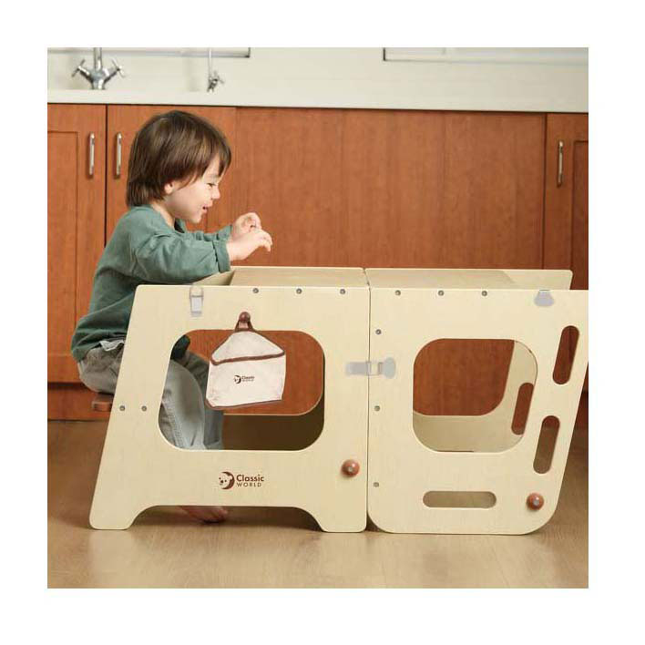 Klassesch Welt Holz 2in1 Léiertuerm an Dësch justierbar, 90cm