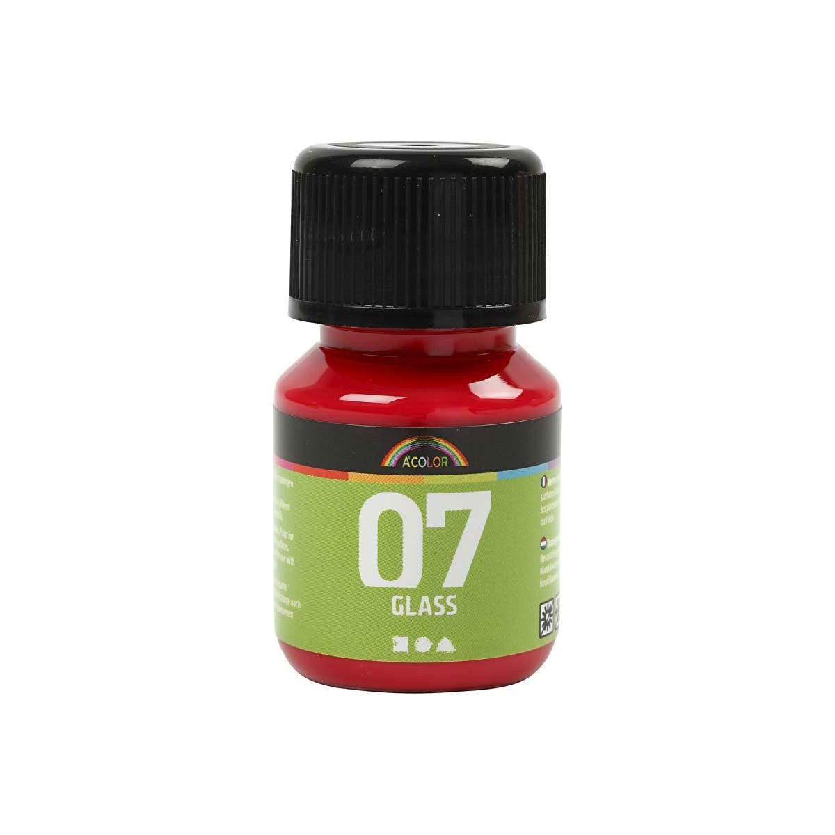 Trvalá skleněná barva - červená, 30 ml