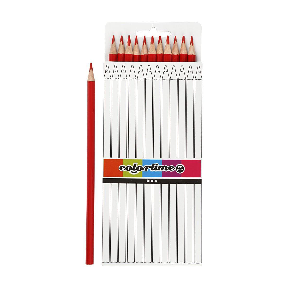 Creativ Company Trikotni obarvani svinčniki - rdeči, 12st.