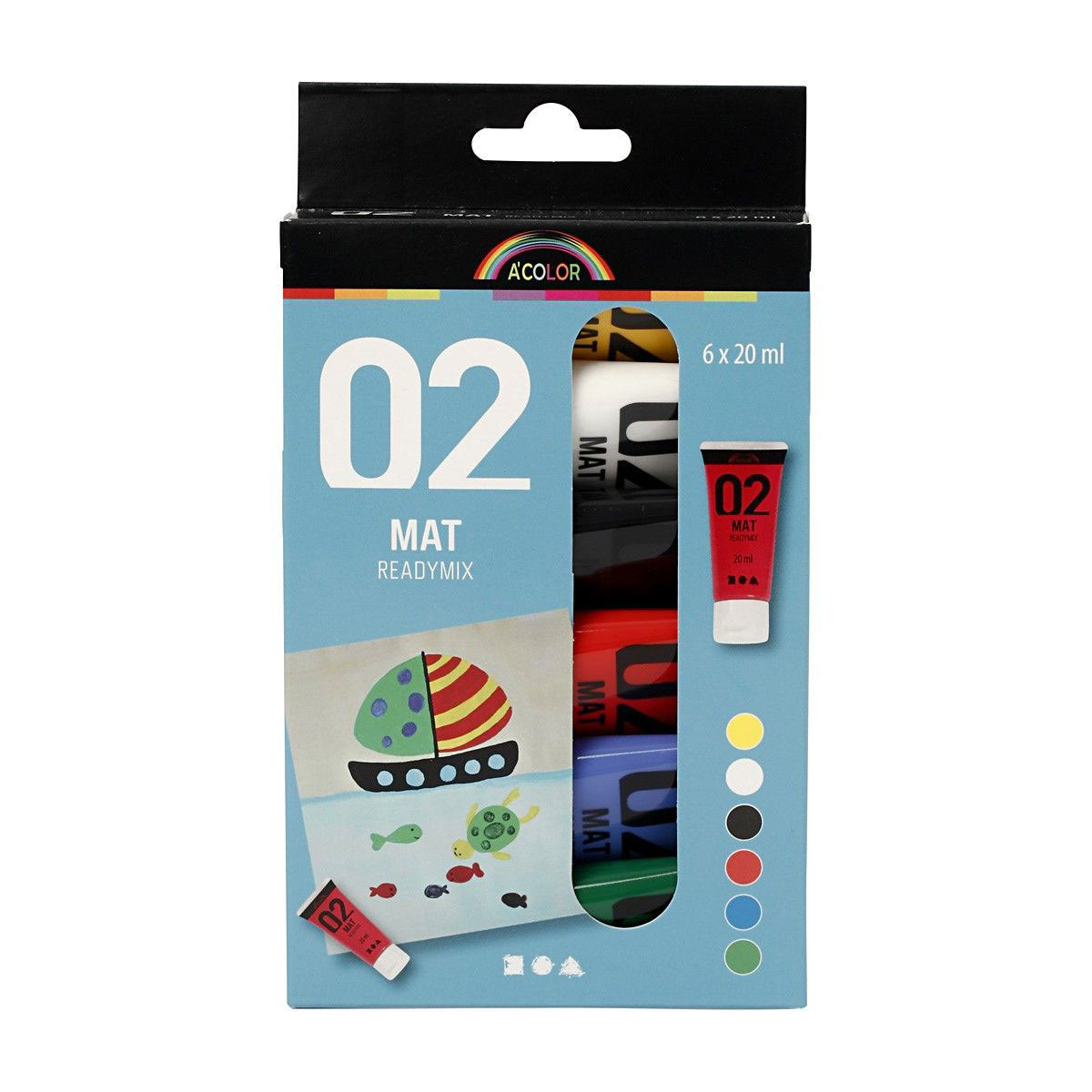 Acryl molen - verschidde Faarwen, 02 - Matt, 6x20MM