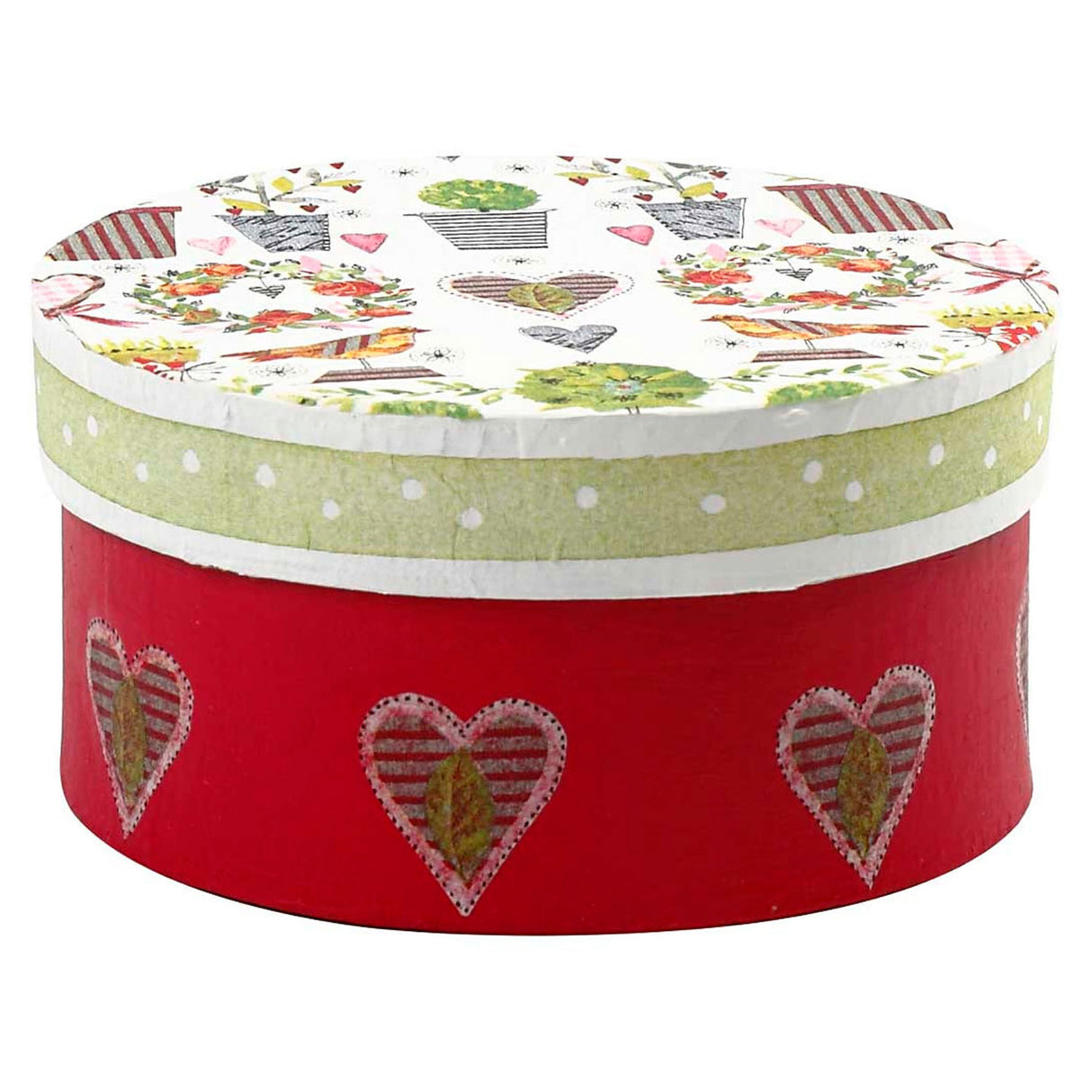 Round boxes of papier-mâché, 3st.