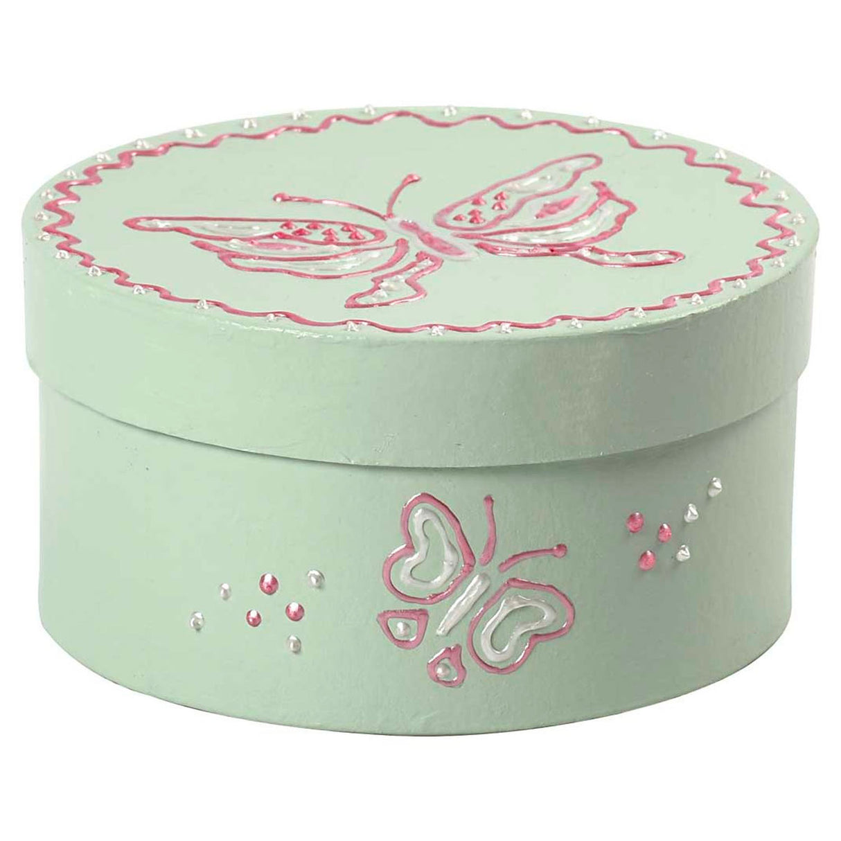 Round boxes of papier-mâché, 3st.