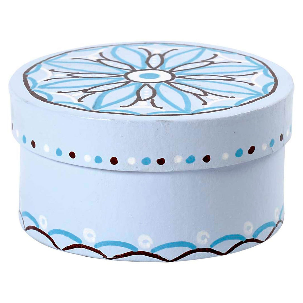Round boxes of papier-mâché, 3st.