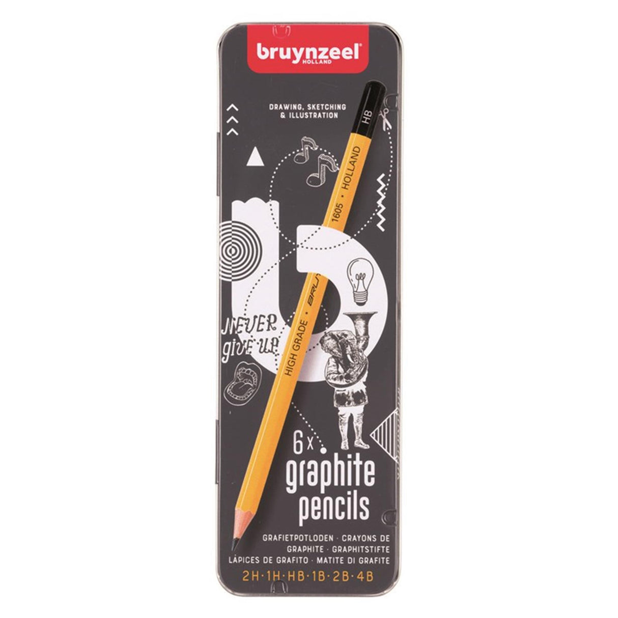 Bruynzeel teens burotek boîte de 6 crayons graphite