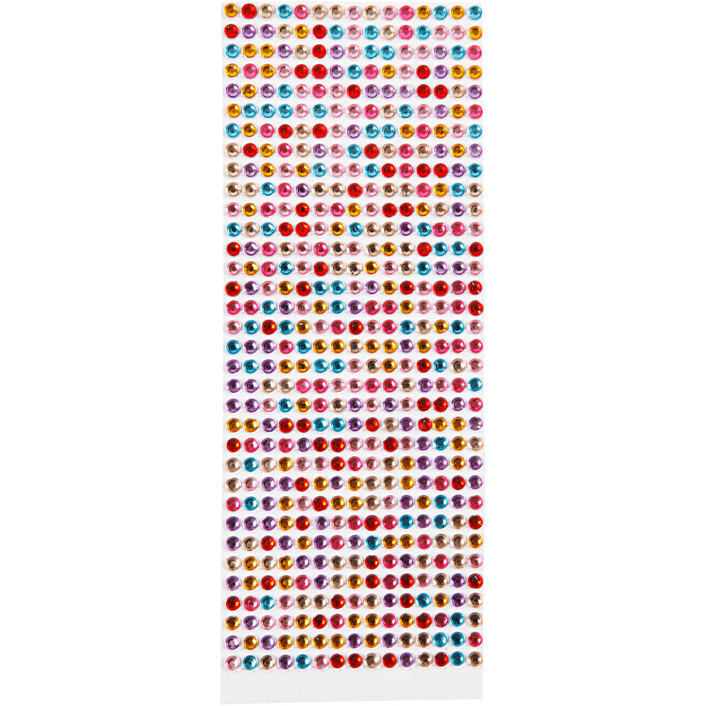Creativ company stick-on rhinestones, d 4-6 mm, sheet 16x9.5 cm, various colors, 10 sheets 1 box