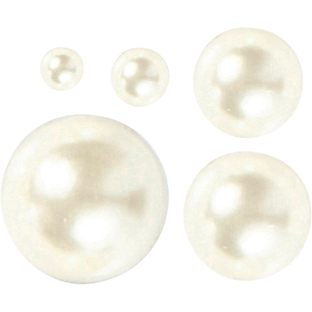 Half paste pearls white 2-8mm, 140st.