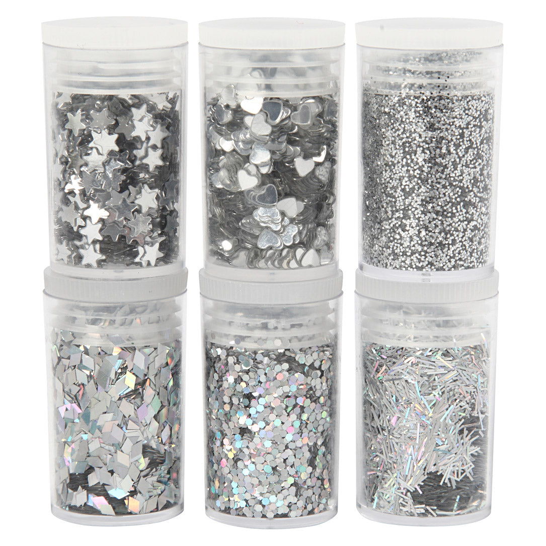 Creativ Company Glitter in Sequins Silver, 6x5gr