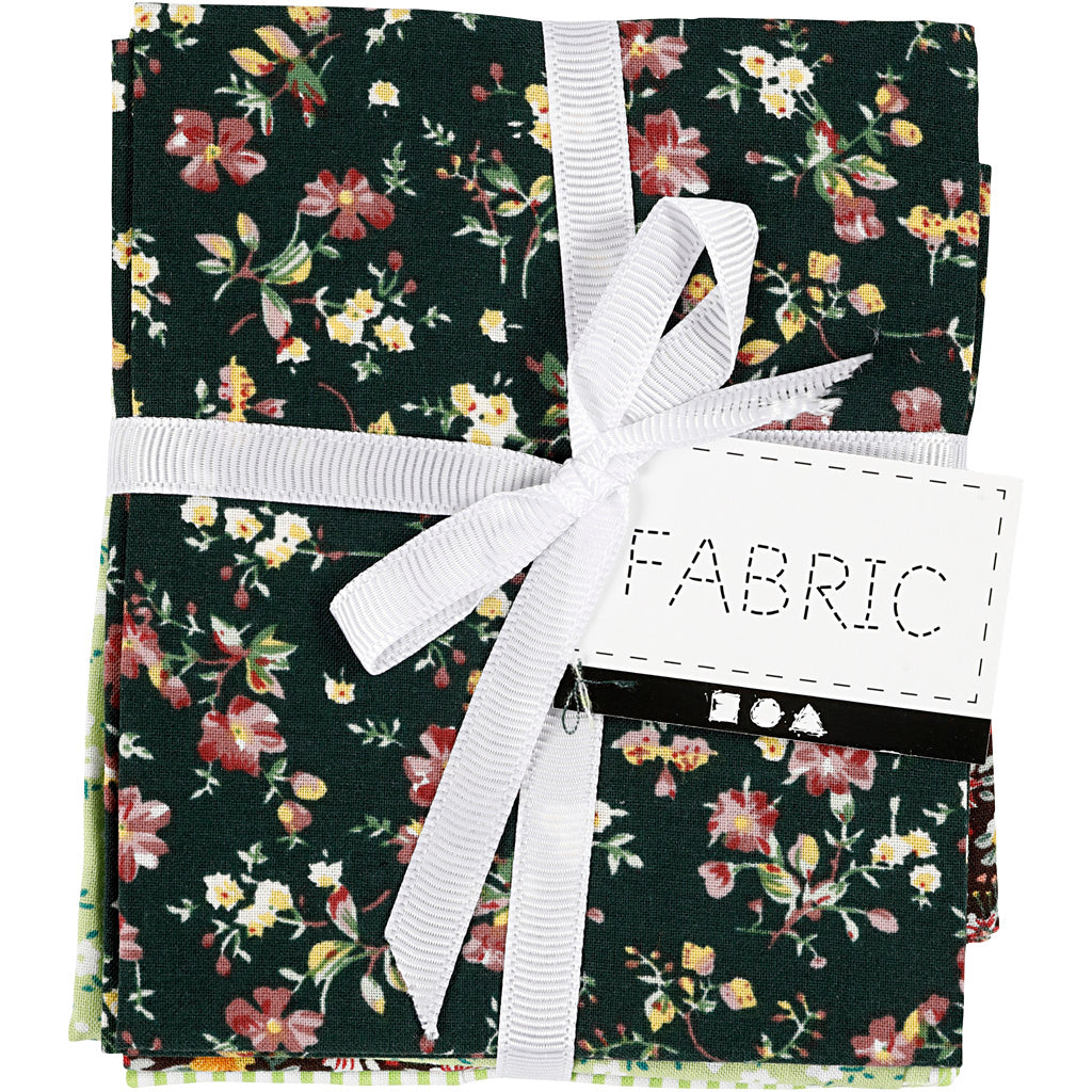 Patchwork fabric green 45x55cm, 4st.
