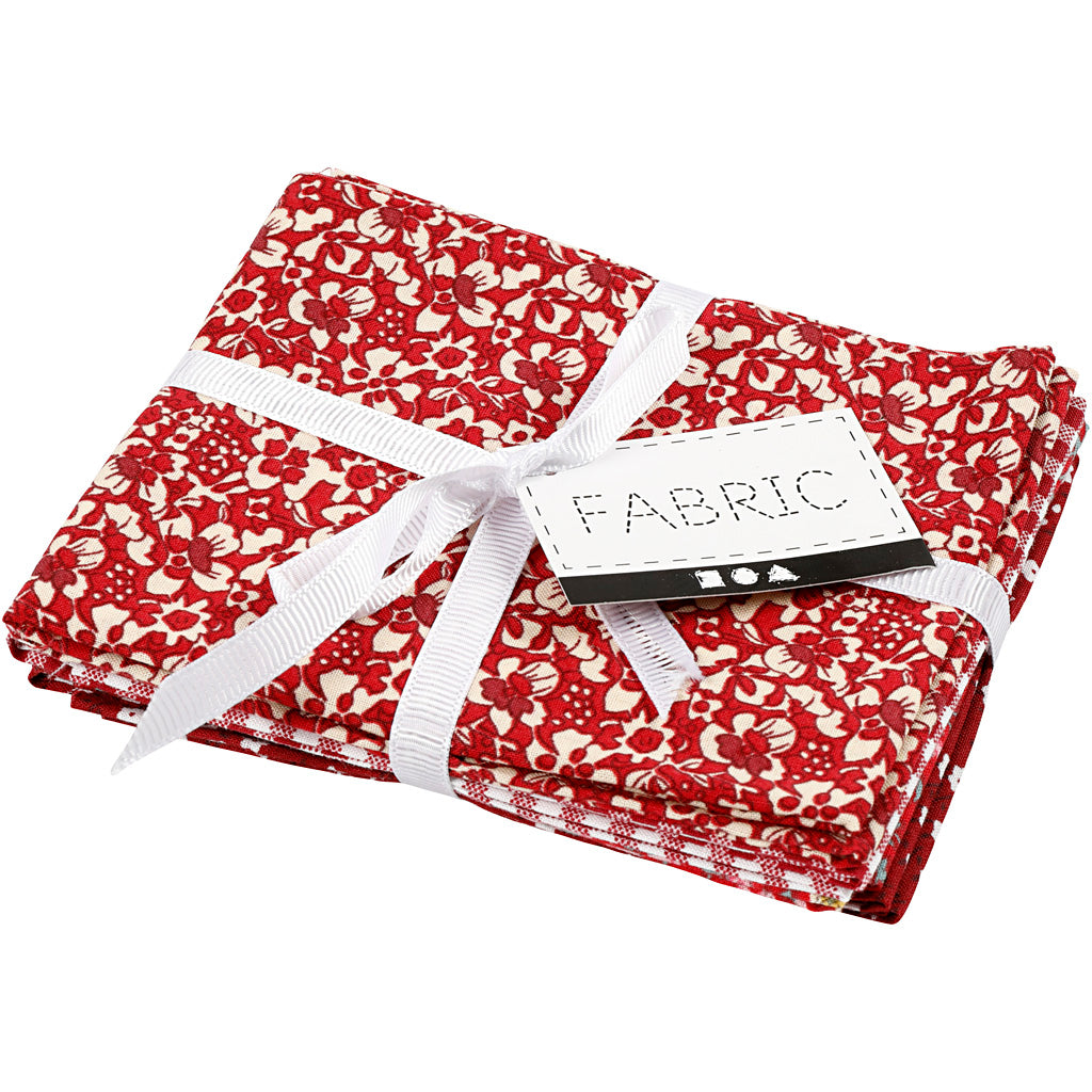 Patchwork fabric red 45x55cm, 4st.