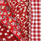 Patchwork fabric red 45x55cm, 4st.