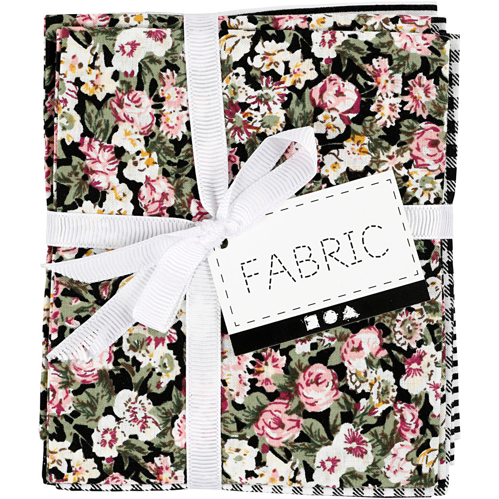 Patchwork fabric black 45x55cm, 4st.