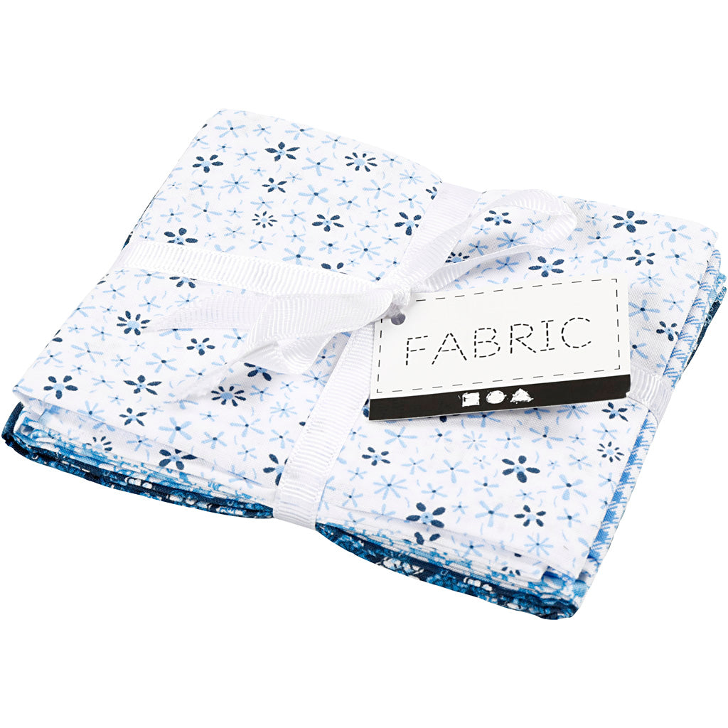 Patchwork fabric blue 45x55cm, 4st.