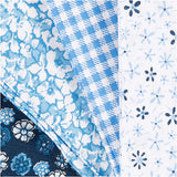 Patchwork fabric blue 45x55cm, 4st.