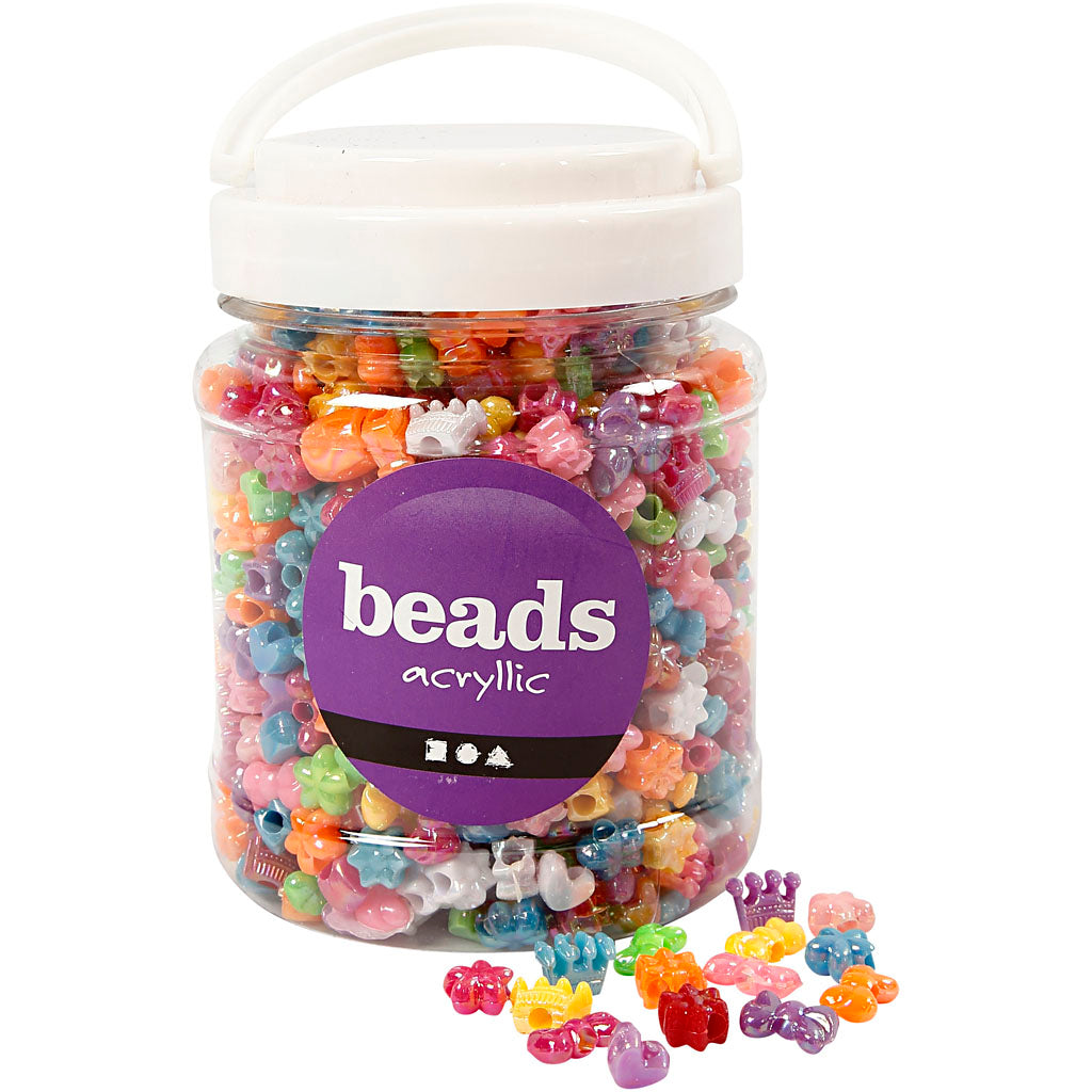 Figure beads in bucket, acryllic, 1100st.