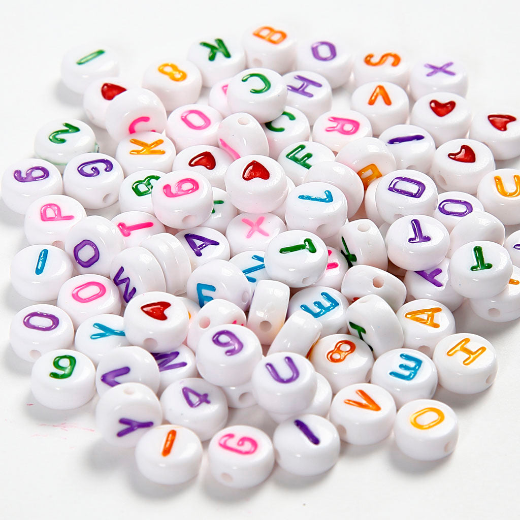 Letter beads and numbers, 200st.