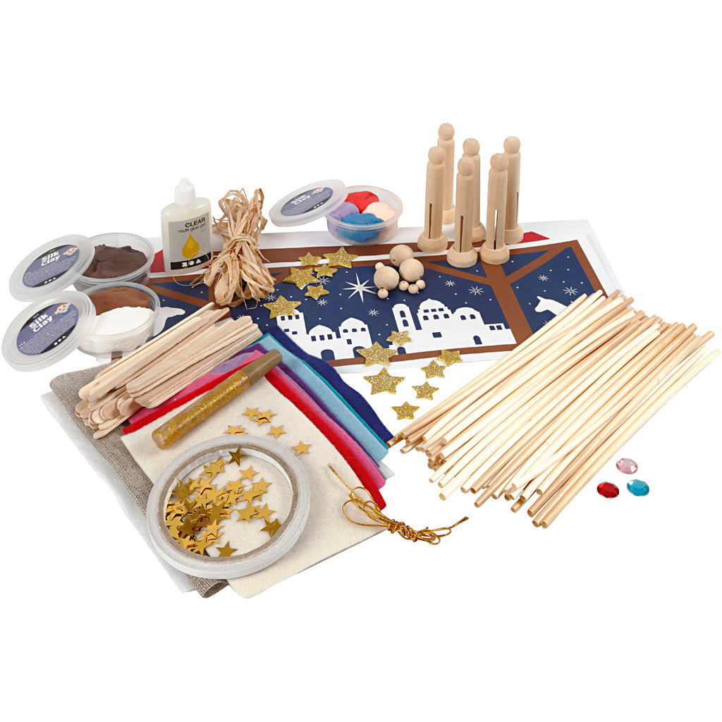 Ensemble d'artisanat de la nativité en bois de la compagnie de création en bois