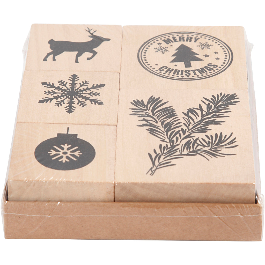 Creativ Company Wooden Stamp Set Božič, 5dlg.