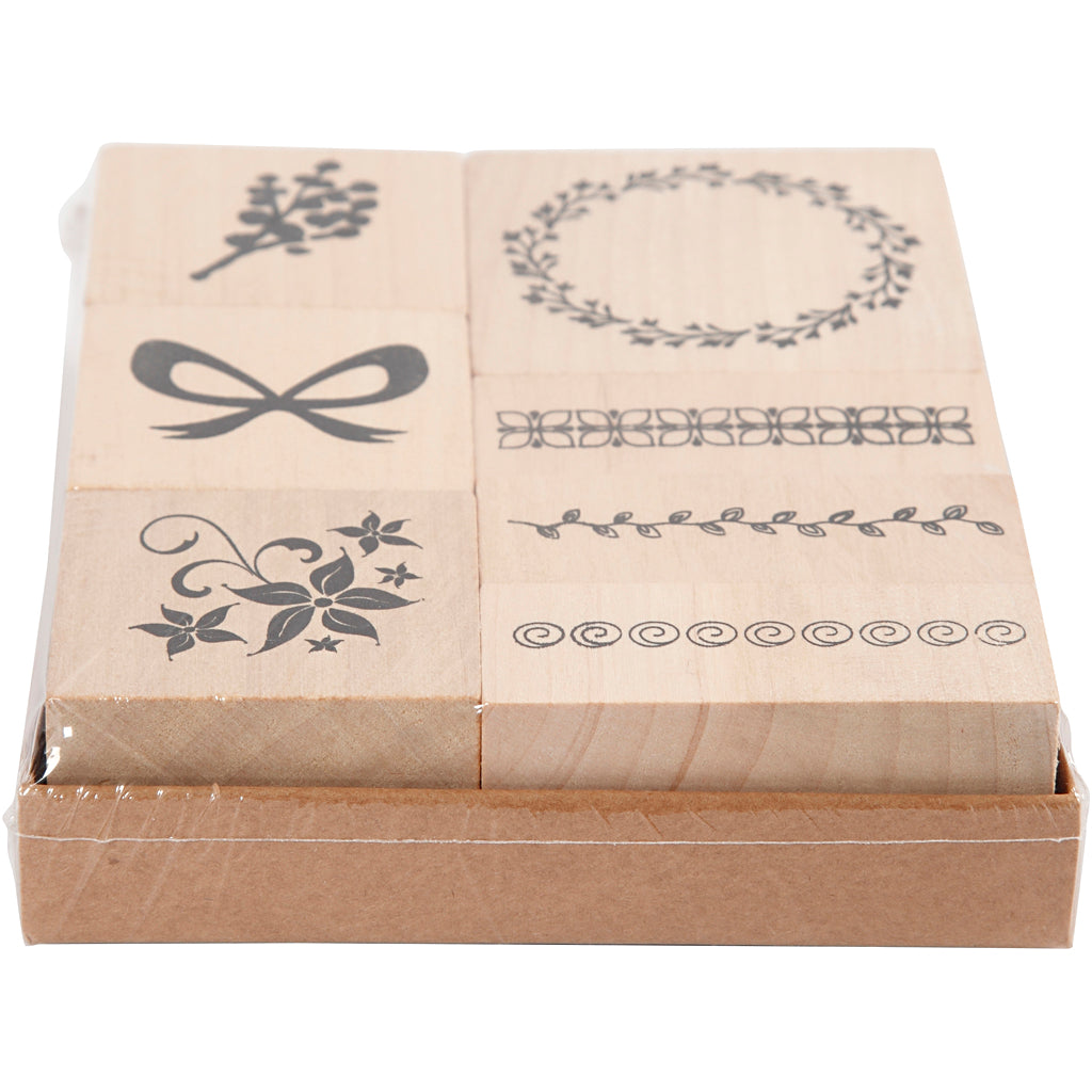 Ustvarjalno podjetje Wooden Stamp Set Nature, 7dlg.