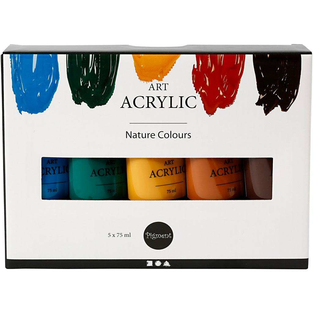 Creativ Company Pigment Art Acrylic Paint Natural Colors, 5x75ml