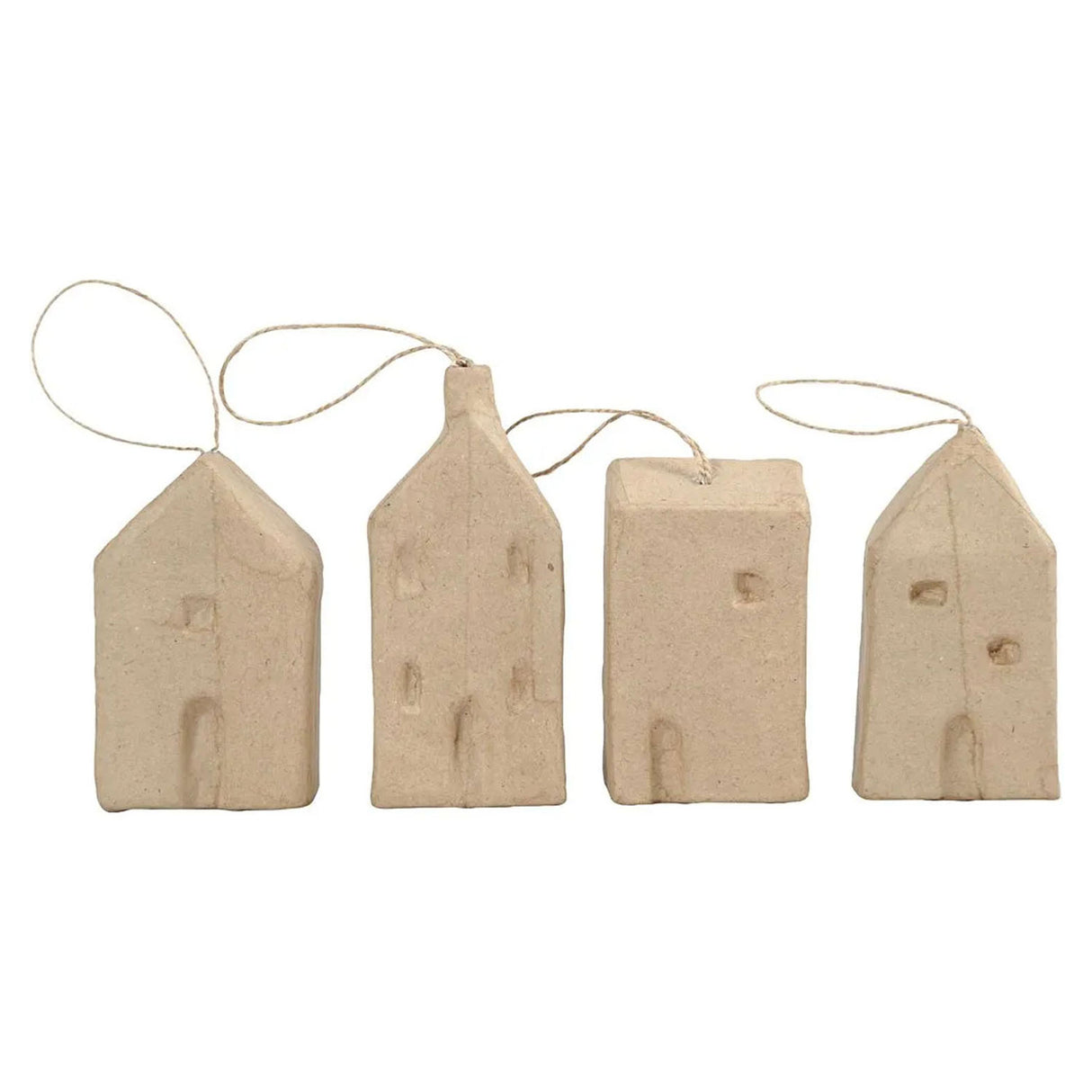 Paper mache houses, 4 pcs.