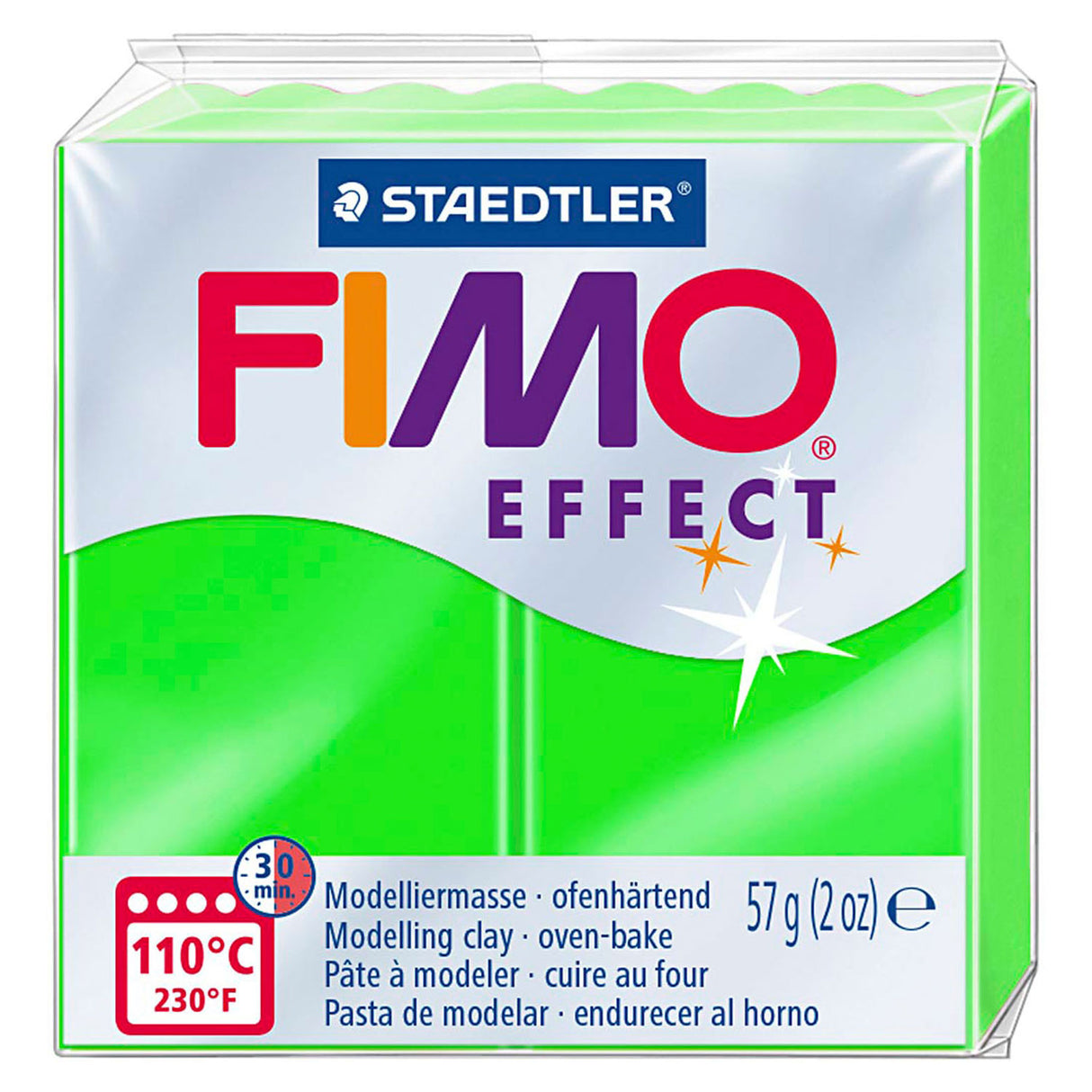 Pasta da modellare effetto Fimo verde neon, 57gr