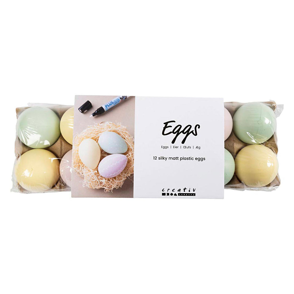 Plastic eggs pastel, 12st.
